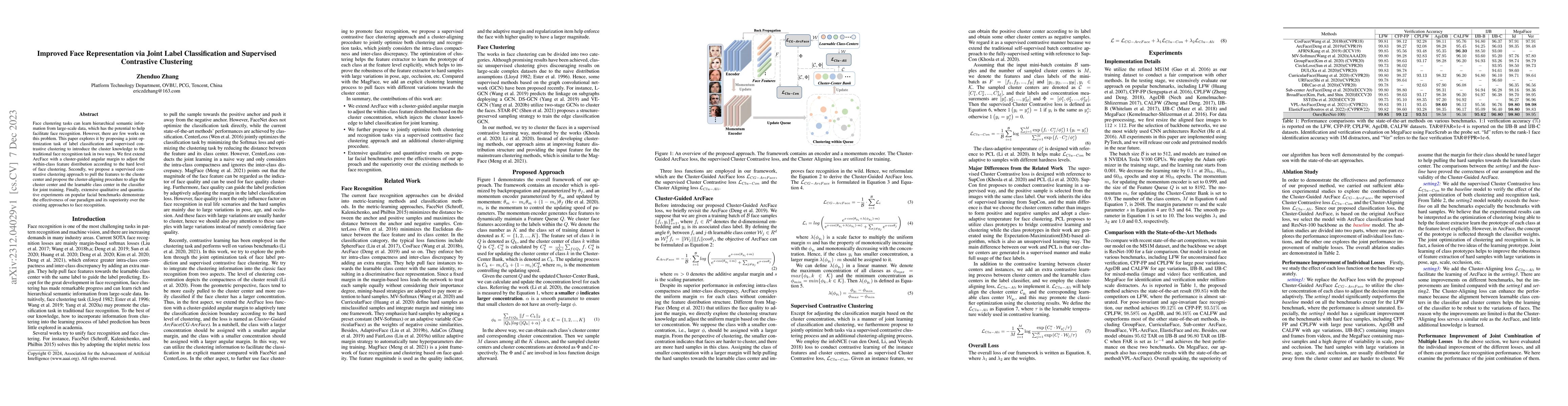 Thumbnail for Improved Face Representation via Joint Label Classification and
  Supervised Contrastive Clustering