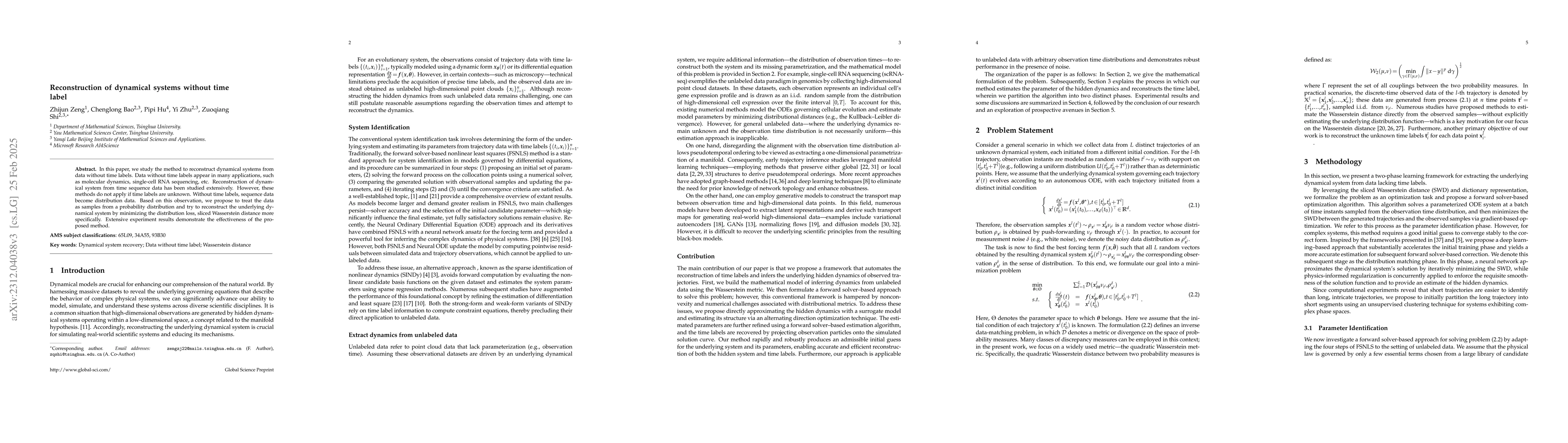 Thumbnail for Reconstruction of dynamical systems from data without time labels