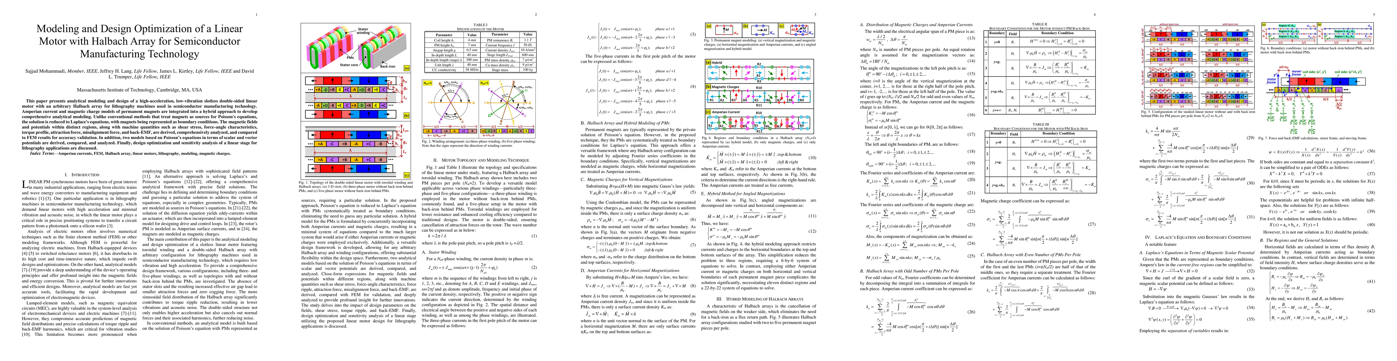 Thumbnail for Modeling and Design of a Double-Sided Linear Motor with Halbach Array
  for Low-Vibration and High-Acceleration Applications