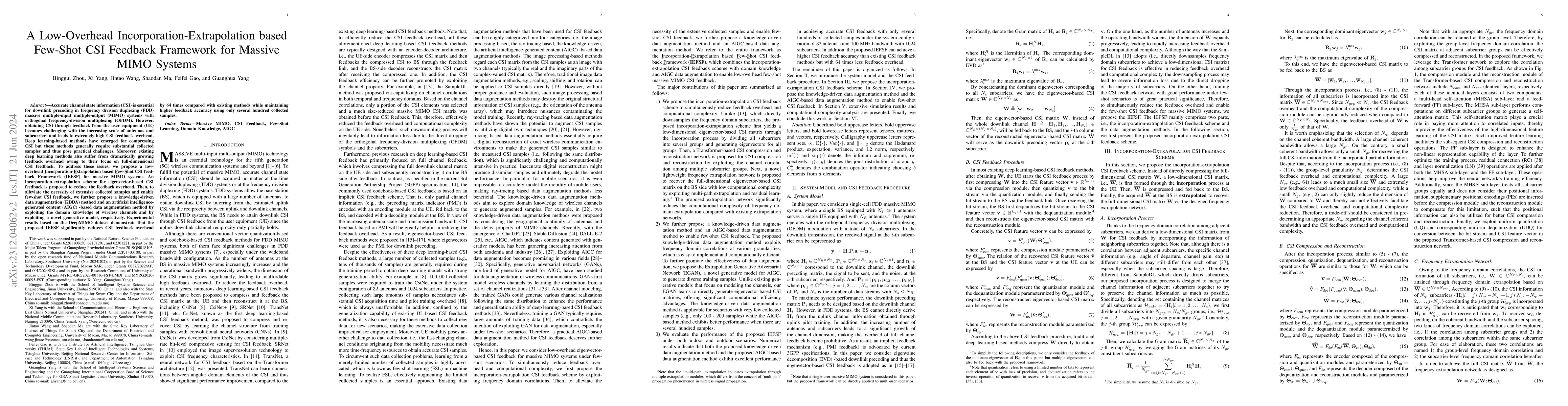 Thumbnail for A Low-Overhead Incorporation-Extrapolation based Few-Shot CSI Feedback
  Framework for Massive MIMO Systems
