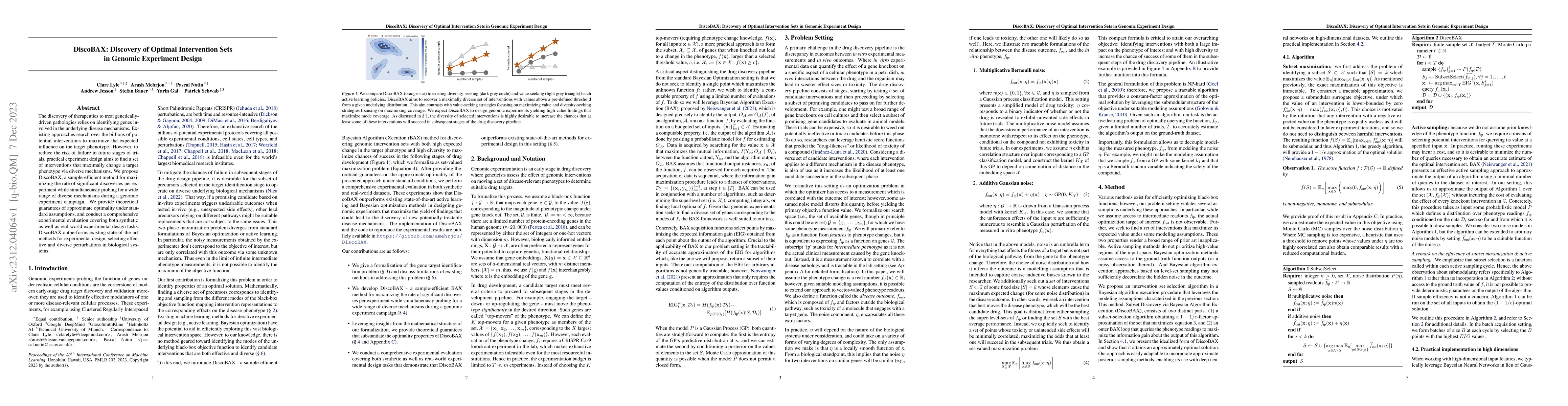 Thumbnail for DiscoBAX: Discovery of Optimal Intervention Sets in Genomic Experiment
  Design