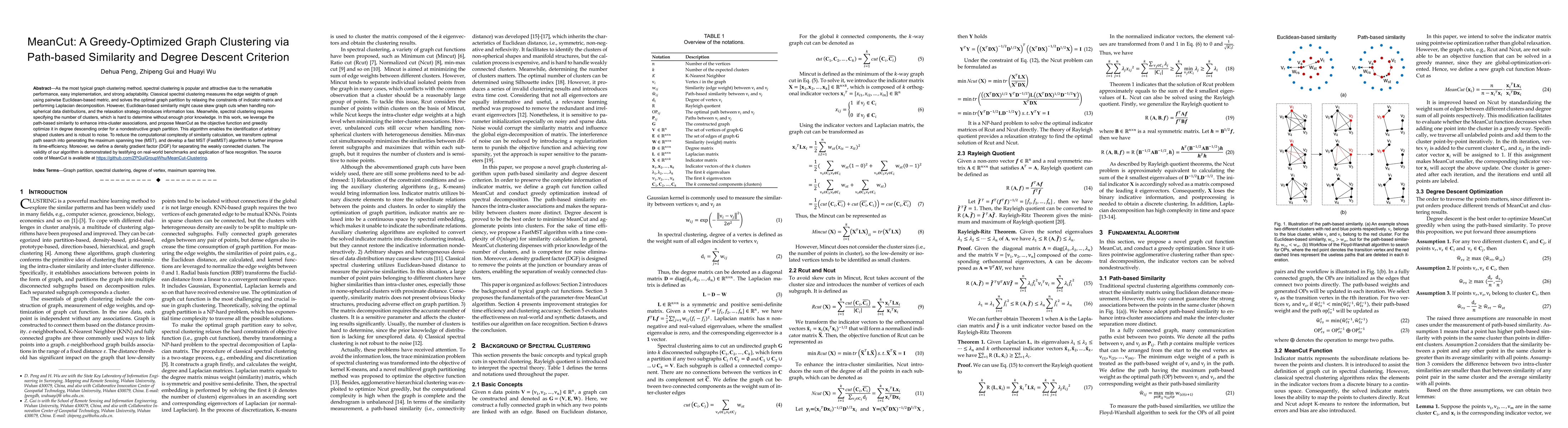 Thumbnail for MeanCut: A Greedy-Optimized Graph Clustering via Path-based Similarity
  and Degree Descent Criterion