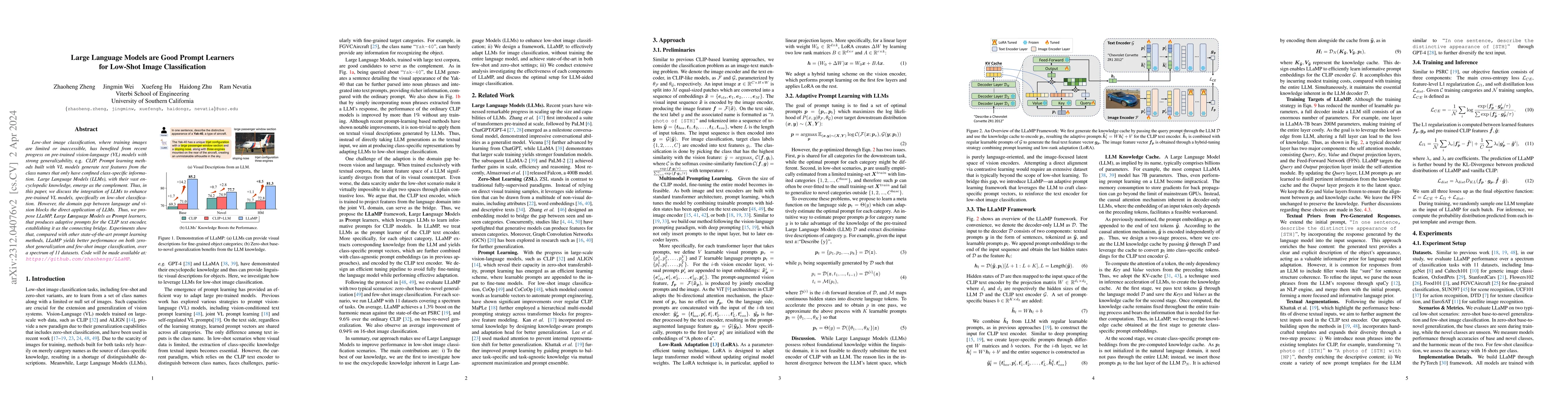 Thumbnail for Large Language Models are Good Prompt Learners for Low-Shot Image
  Classification