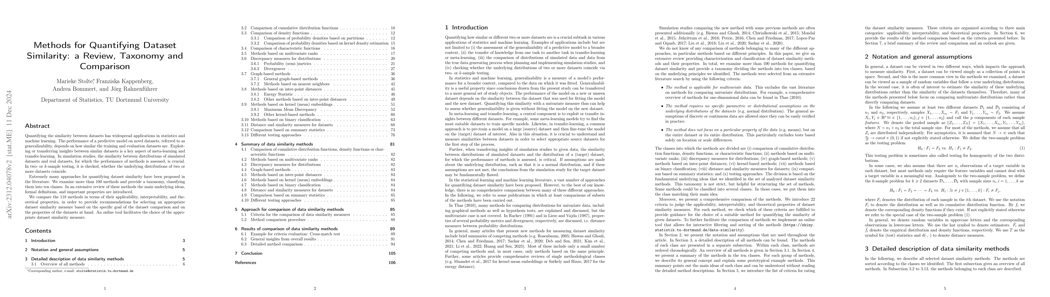 Thumbnail for A Review and Taxonomy of Methods for Quantifying Dataset Similarity