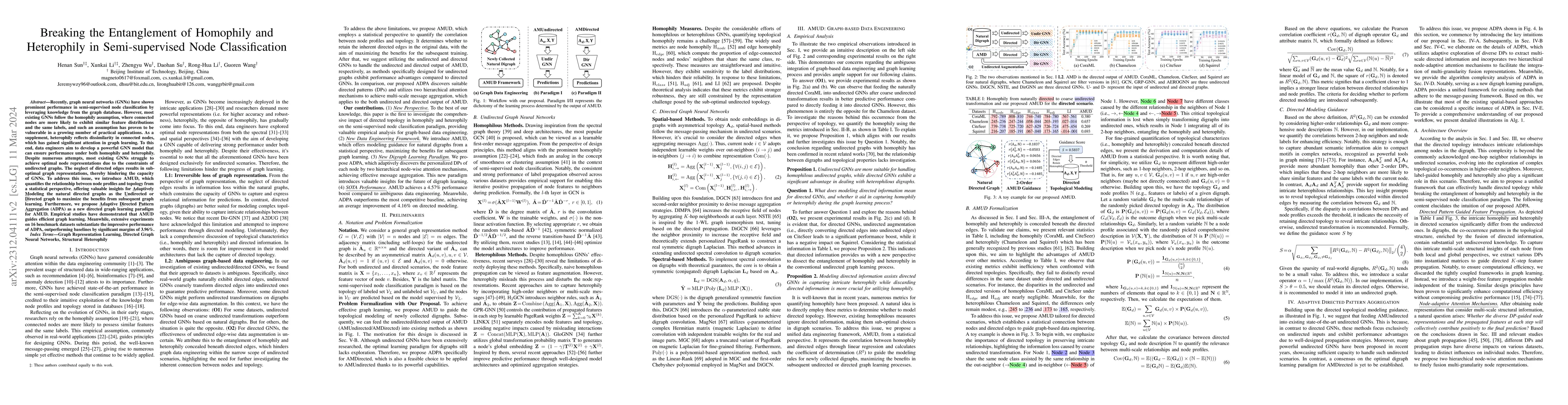 Thumbnail for Breaking the Entanglement of Homophily and Heterophily in
  Semi-supervised Node Classification