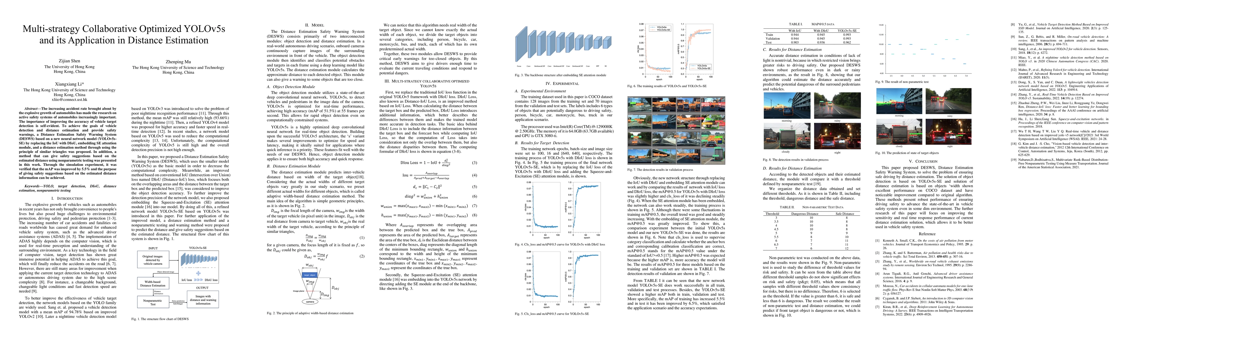 Thumbnail for Multi-strategy Collaborative Optimized YOLOv5s and its Application in
  Distance Estimation