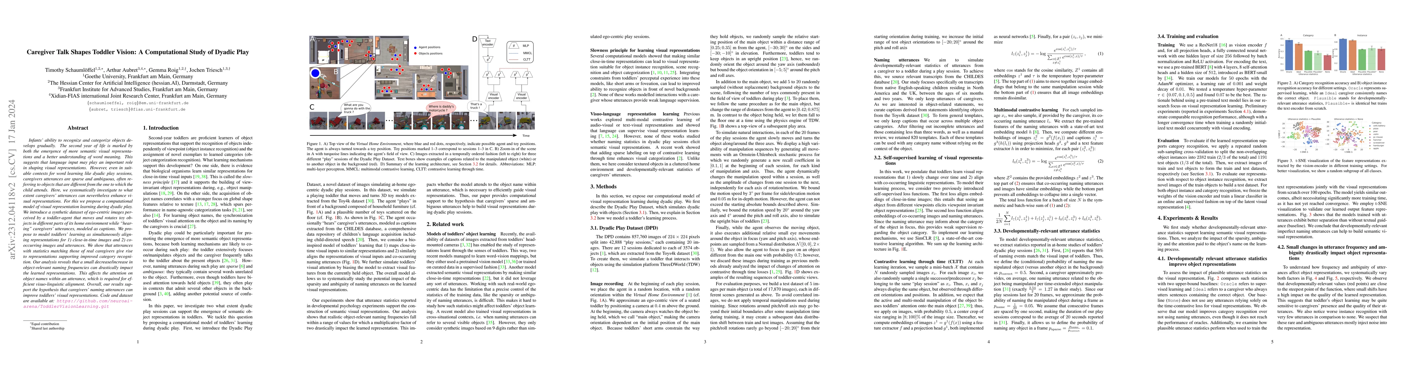 Thumbnail for Caregiver Talk Shapes Toddler Vision: A Computational Study of Dyadic
  Play