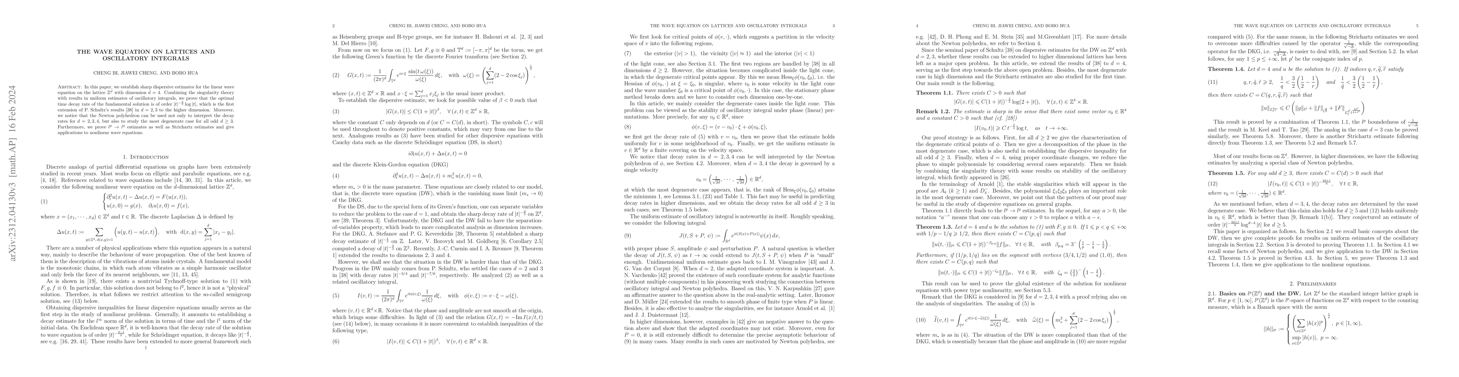Thumbnail for The Wave Equation on Lattices and Oscillatory Integrals