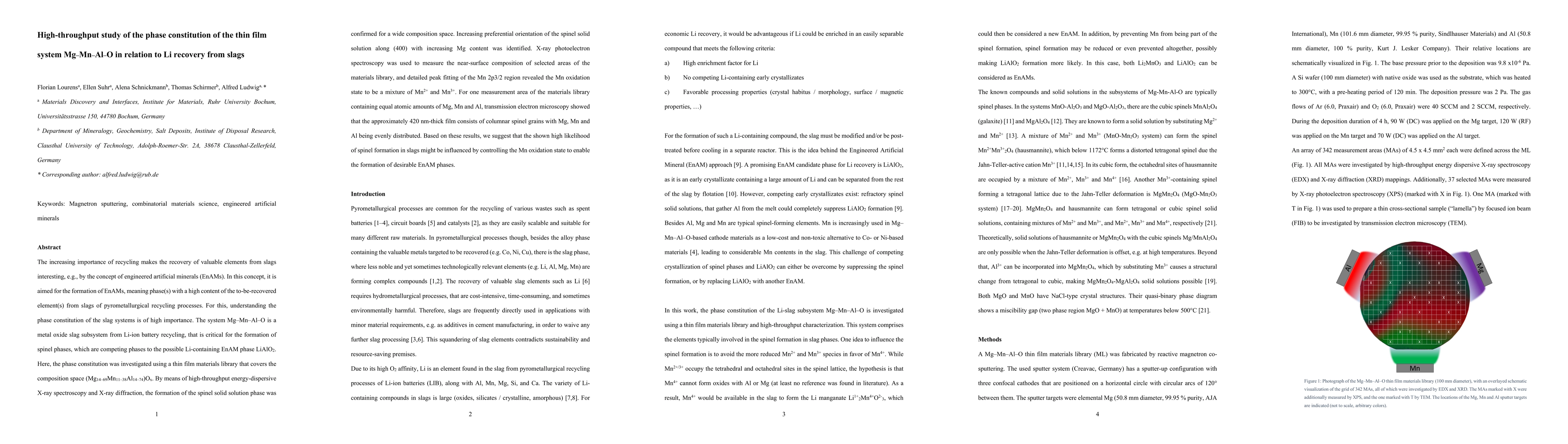 Thumbnail for High-throughput study of the phase constitution of the thin film system
  Mg-Mn-Al-O in relation to Li recovery from slags