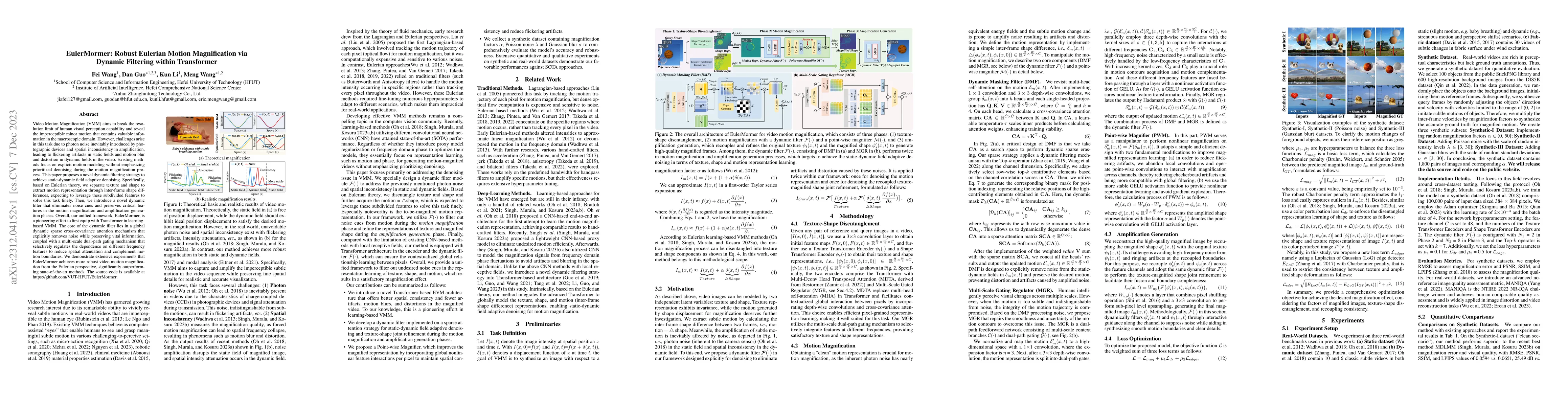 Thumbnail for EulerMormer: Robust Eulerian Motion Magnification via Dynamic Filtering
  within Transformer
