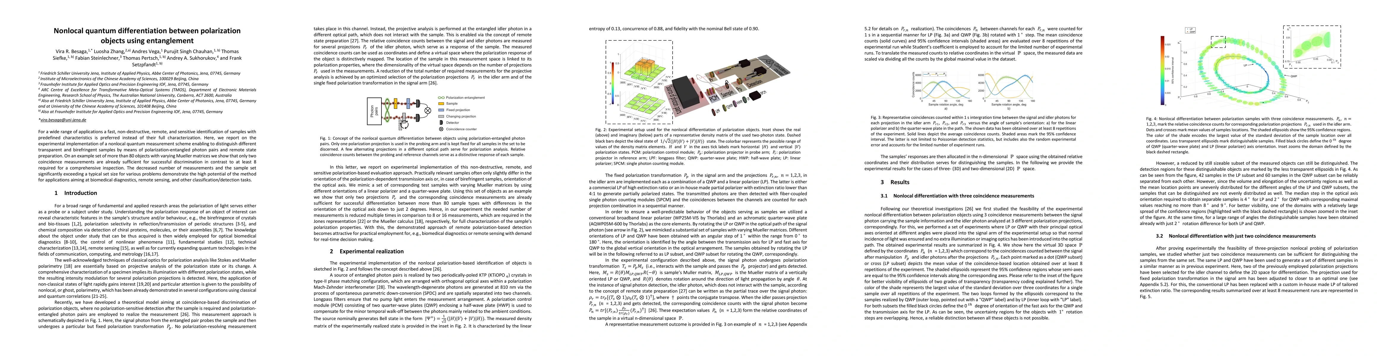Thumbnail for Nonlocal quantum differentiation between polarization objects using
  entanglement