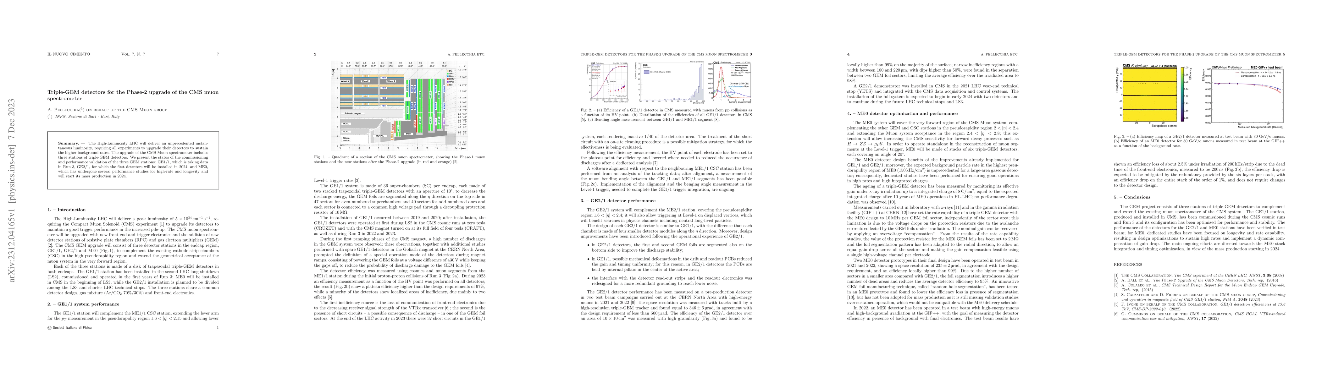 Thumbnail for Triple-GEM detectors for the Phase-2 upgrade of the CMS muon
  spectrometer