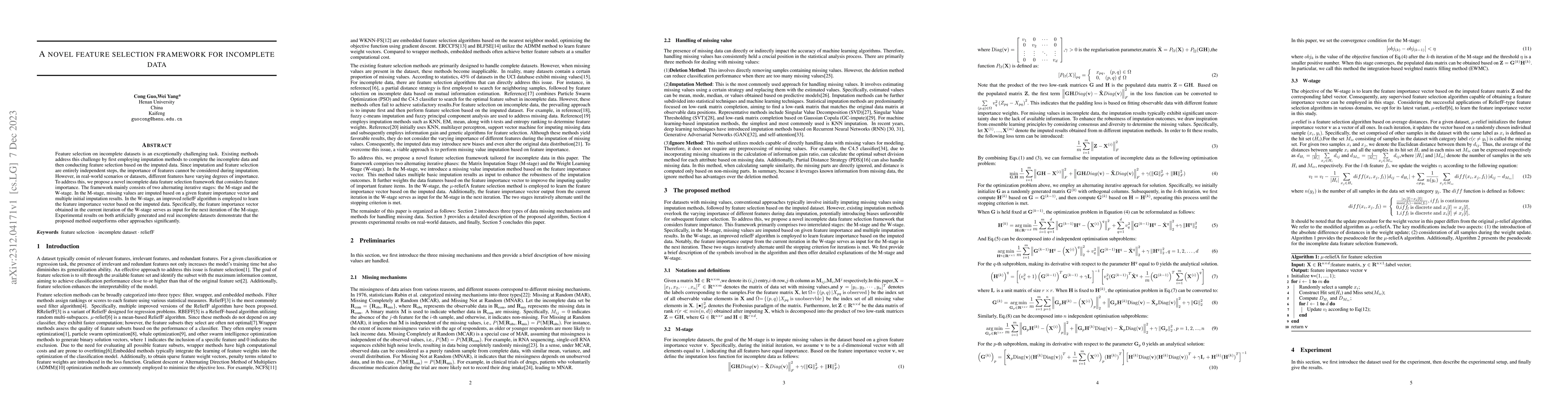 Thumbnail for A novel feature selection framework for incomplete data