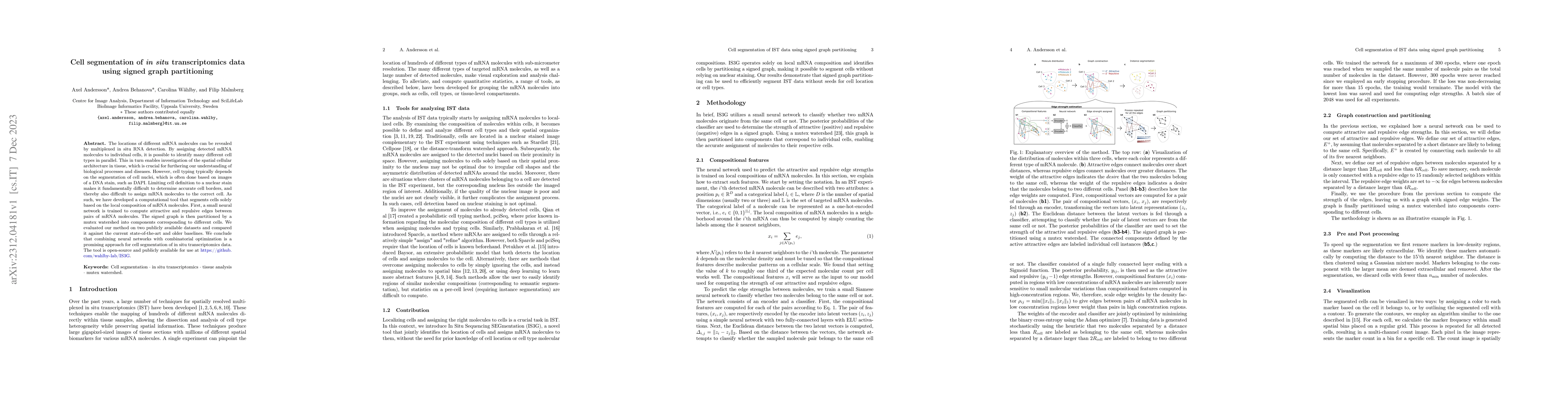 Thumbnail for Cell segmentation of in situ transcriptomics data using signed graph
  partitioning