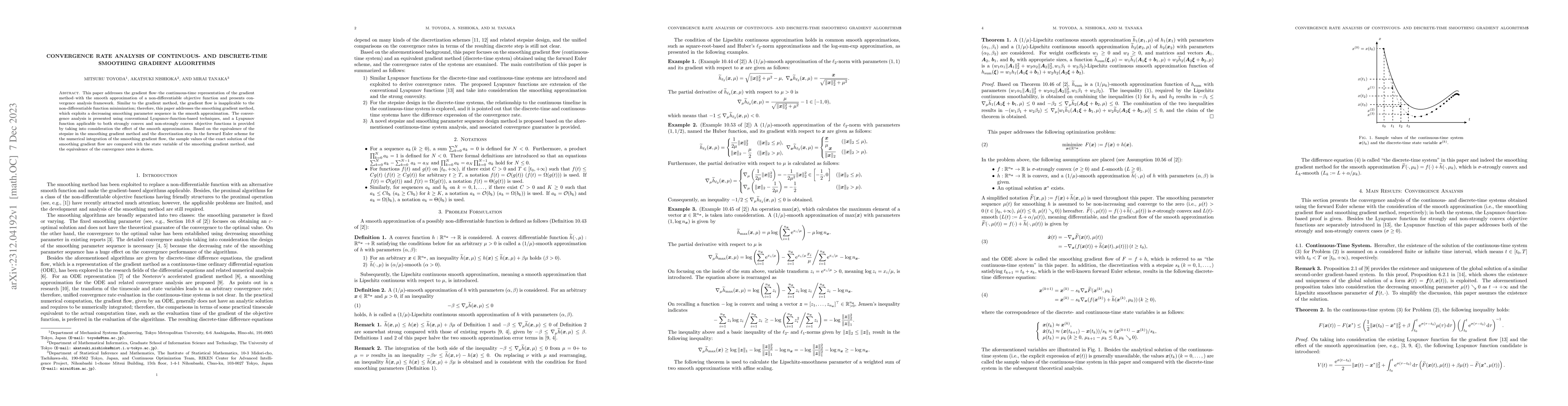 Thumbnail for Convergence Rate Analysis of Continuous- and Discrete-Time Smoothing
  Gradient Algorithms