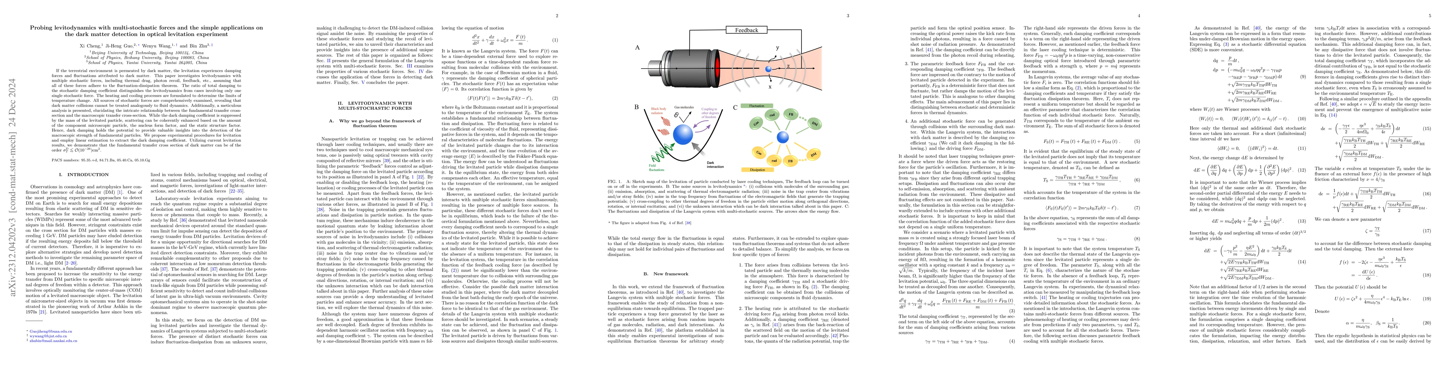 Thumbnail for Probing levitodynamics with multi-stochastic forces and the simple
  applications on the dark matter detection in optical levitation experiment