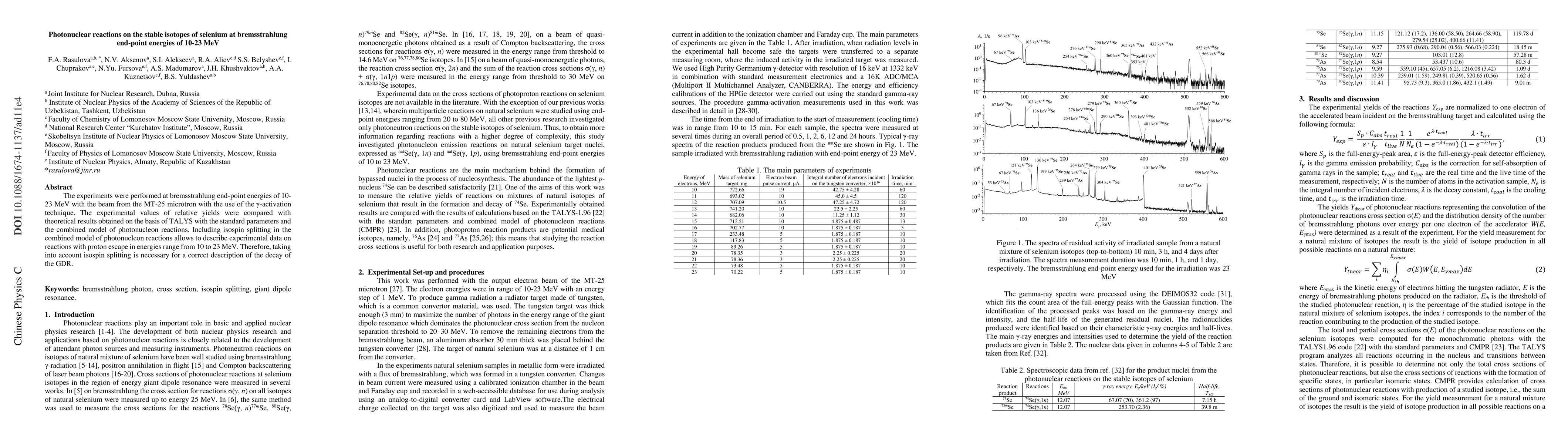 Thumbnail for Photonuclear reactions on the stable isotopes of selenium at
  bremsstrahlung end-point energies of 10-23 MeV