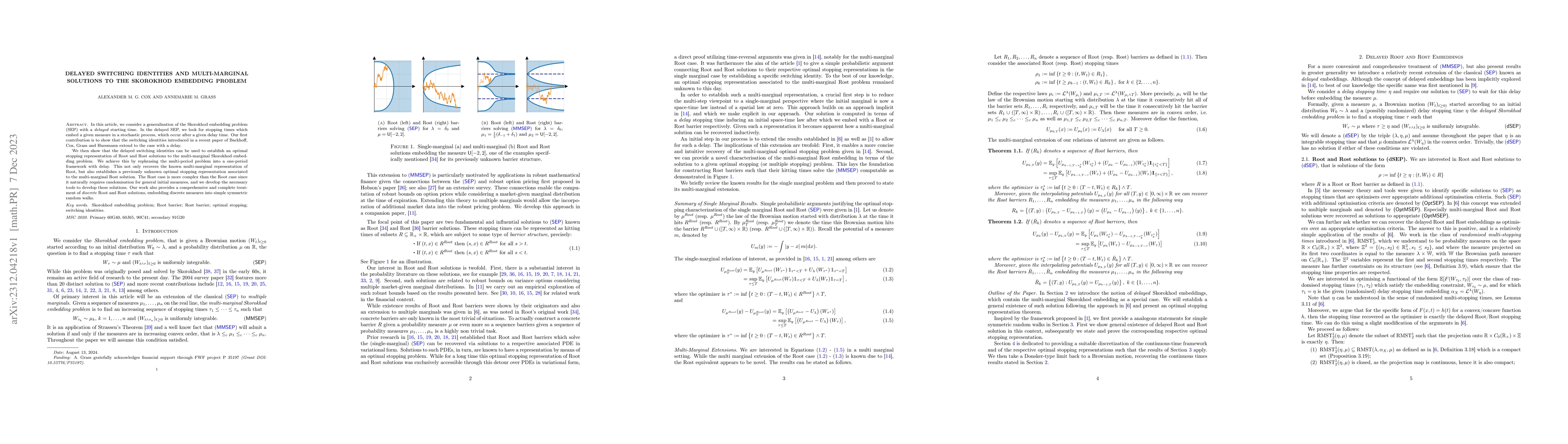 Thumbnail for Delayed switching identities and multi-marginal solutions to the
  Skorokhod embedding problem