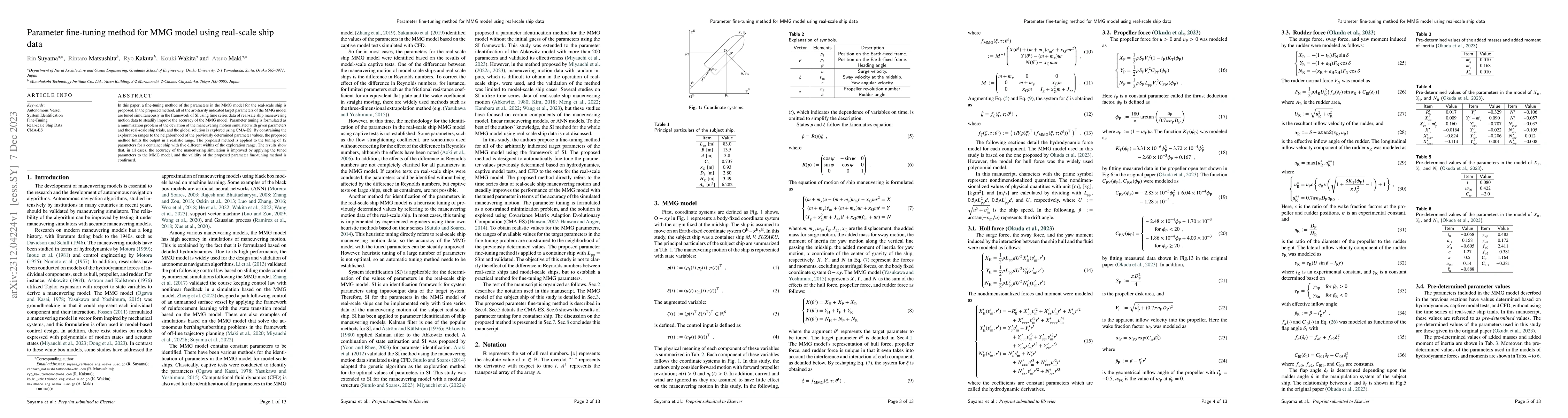 Thumbnail for Parameter fine-tuning method for MMG model using real-scale ship data