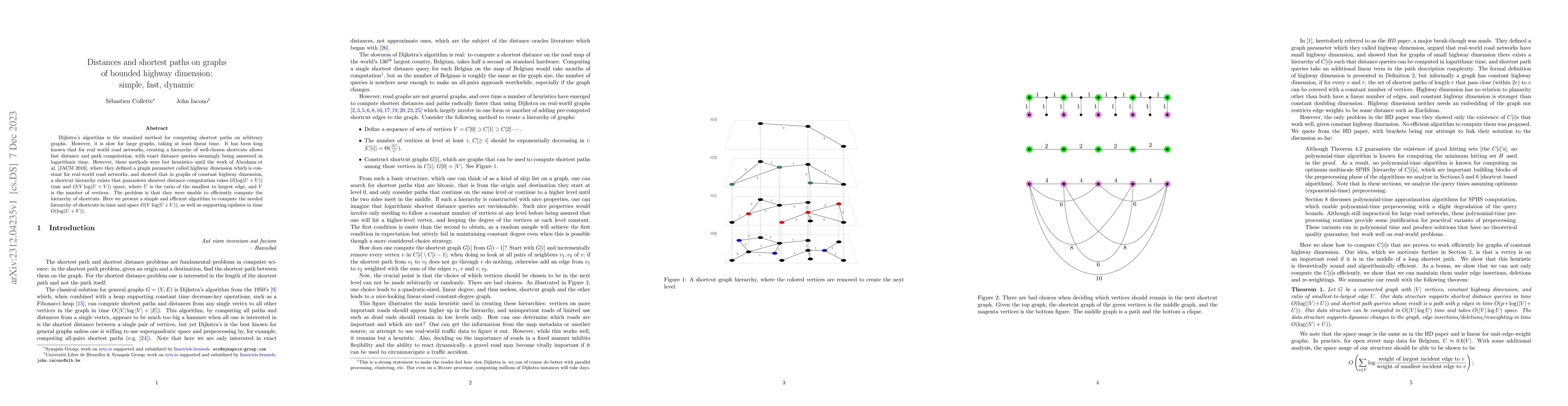 Thumbnail for Distances and shortest paths on graphs of bounded highway dimension:
  simple, fast, dynamic