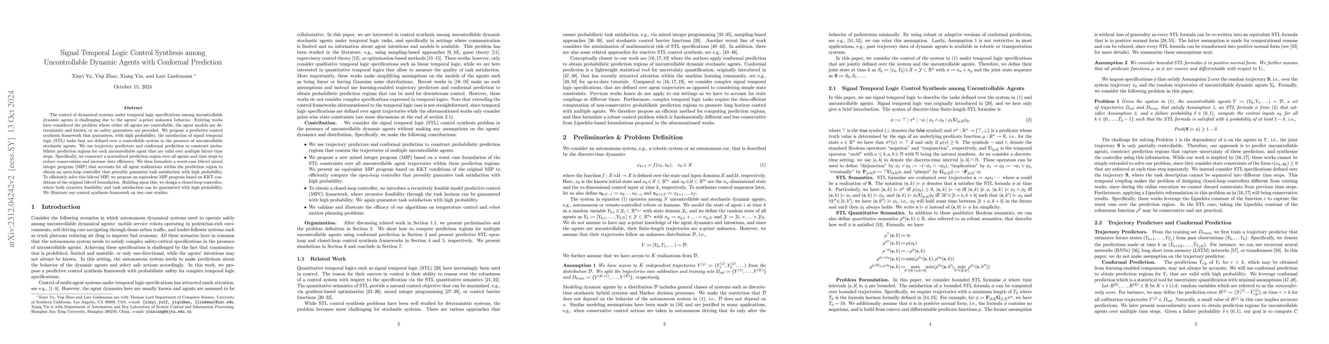 Thumbnail for Signal Temporal Logic Control Synthesis among Uncontrollable Dynamic
  Agents with Conformal Prediction