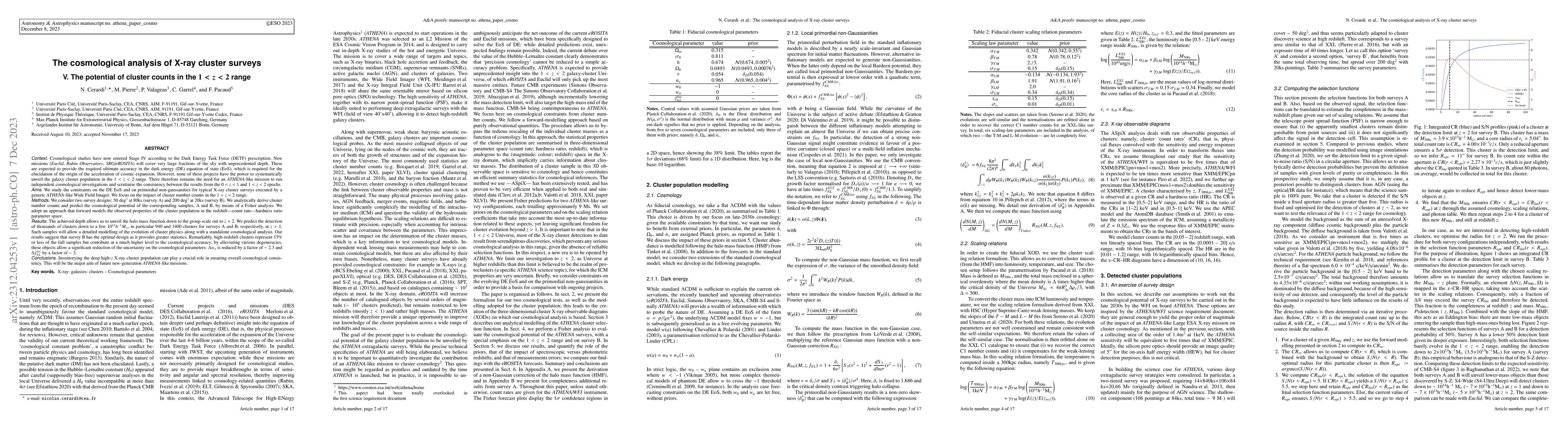 Thumbnail for The cosmological analysis of X-ray cluster surveys V. The potential of
  cluster counts in the $1<z<2$ range