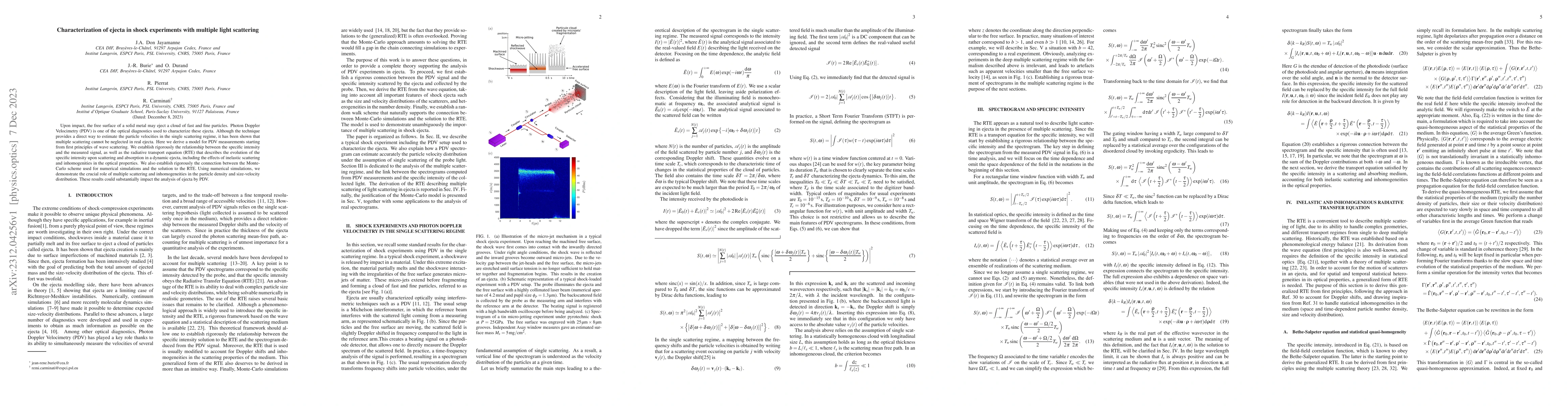 Thumbnail for Characterization of ejecta in shock experiments with multiple light
  scattering