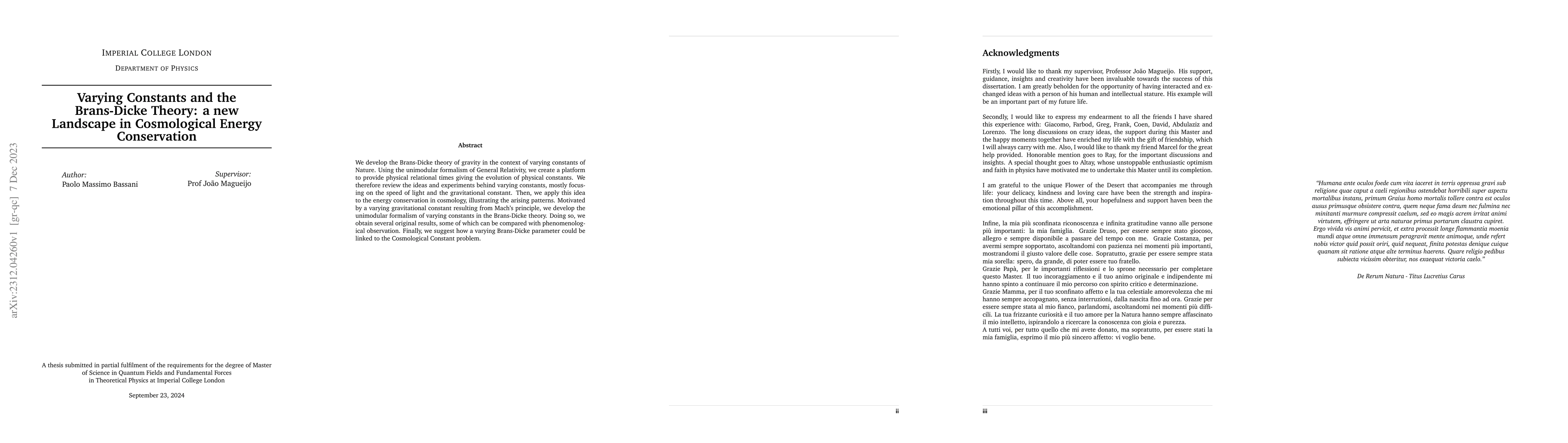 Thumbnail for Varying Constants and the Brans-Dicke theory: a new landscape in
  cosmological energy conservation