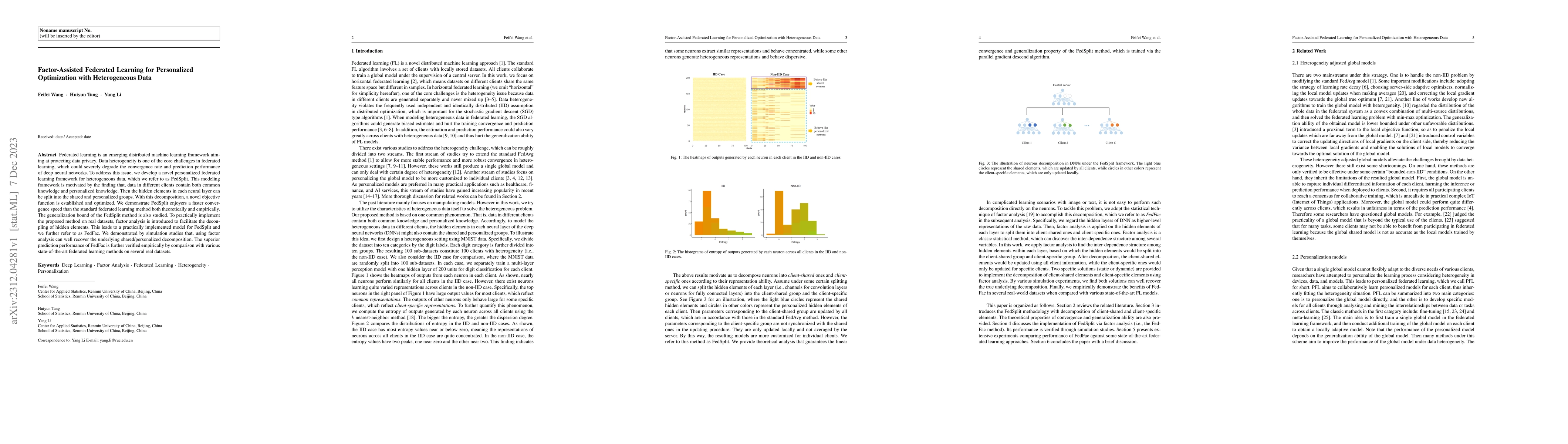 Thumbnail for Factor-Assisted Federated Learning for Personalized Optimization with
  Heterogeneous Data