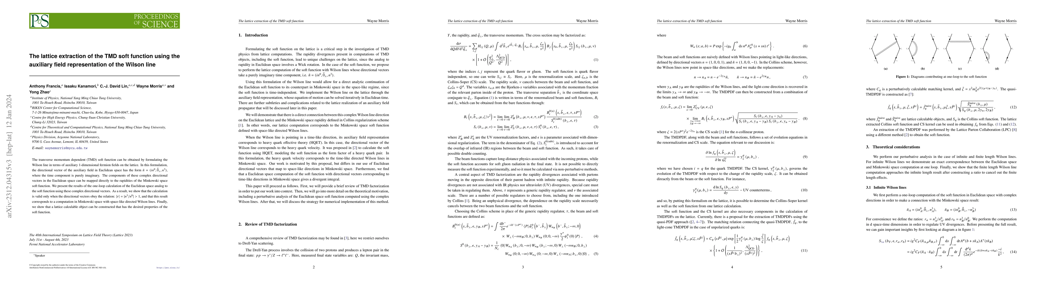 Thumbnail for The lattice extraction of the TMD soft function using the auxiliary
  field representation of the Wilson line