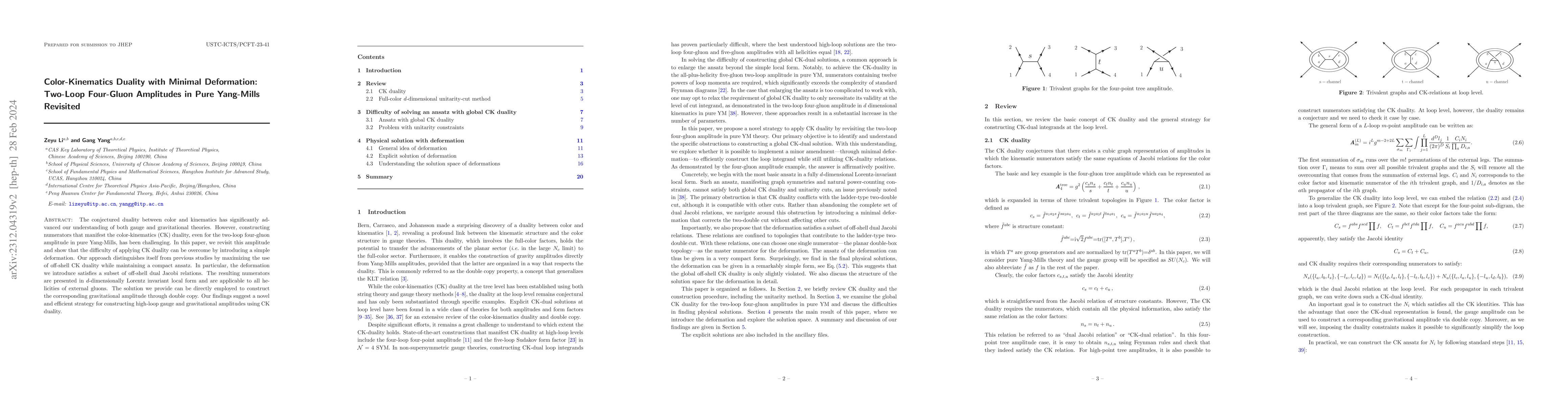 Thumbnail for Color-Kinematics Duality with Minimal Deformation: Two-Loop Four-Gluon
  Amplitudes in Pure Yang-Mills Revisited