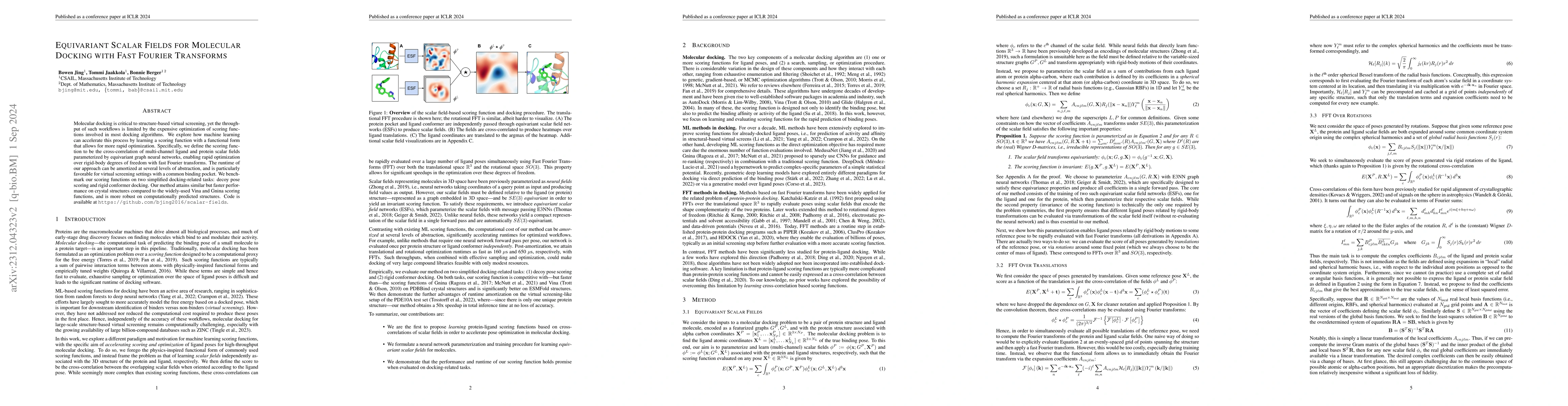 Thumbnail for Equivariant Scalar Fields for Molecular Docking with Fast Fourier
  Transforms