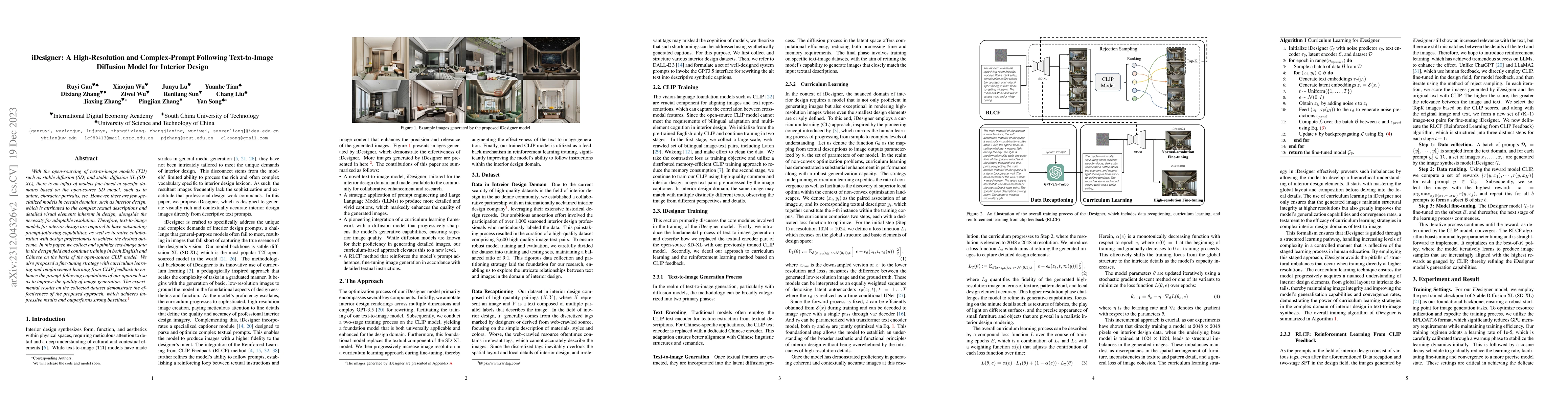 Thumbnail for iDesigner: A High-Resolution and Complex-Prompt Following Text-to-Image
  Diffusion Model for Interior Design