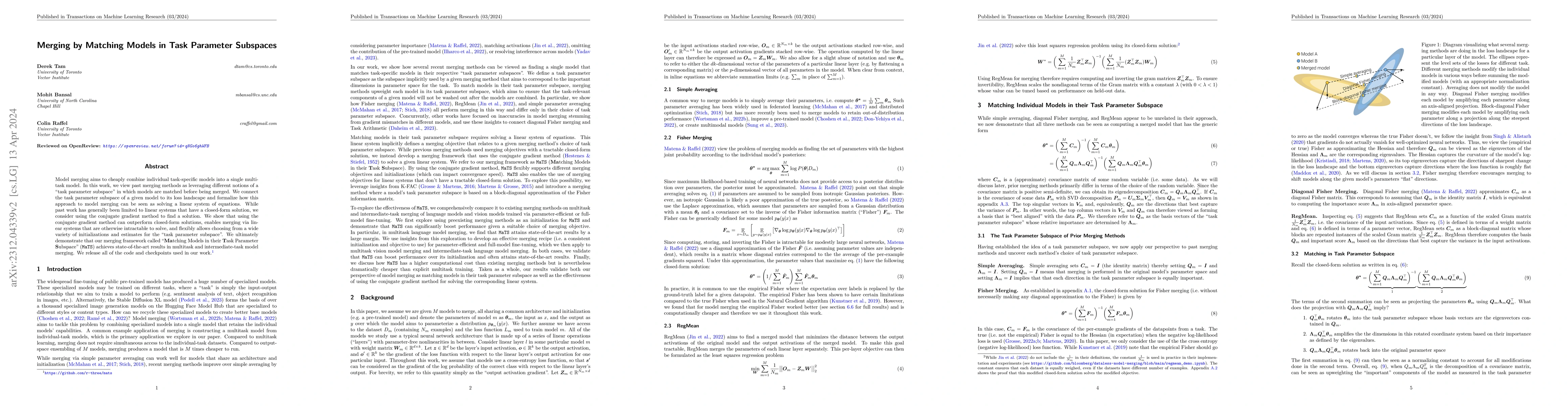 Thumbnail for Merging by Matching Models in Task Parameter Subspaces