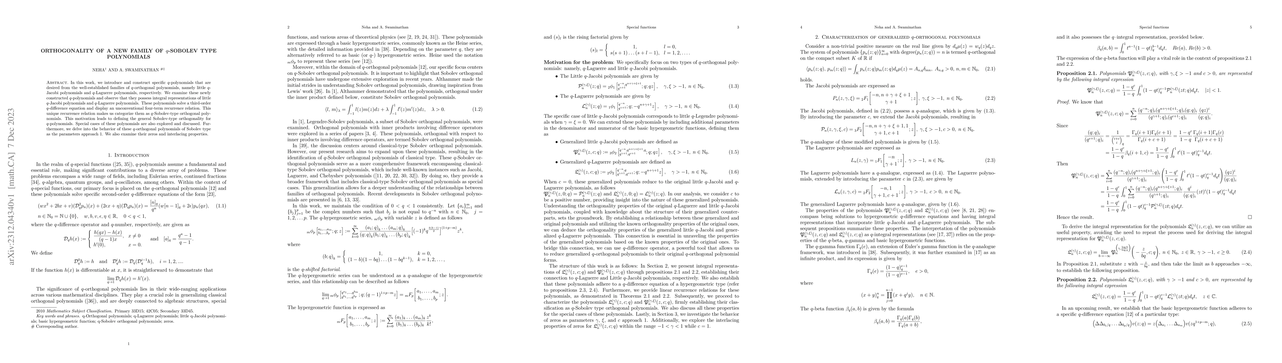 Thumbnail for Orthogonality of a new family of $q$-Sobolev type polynomials