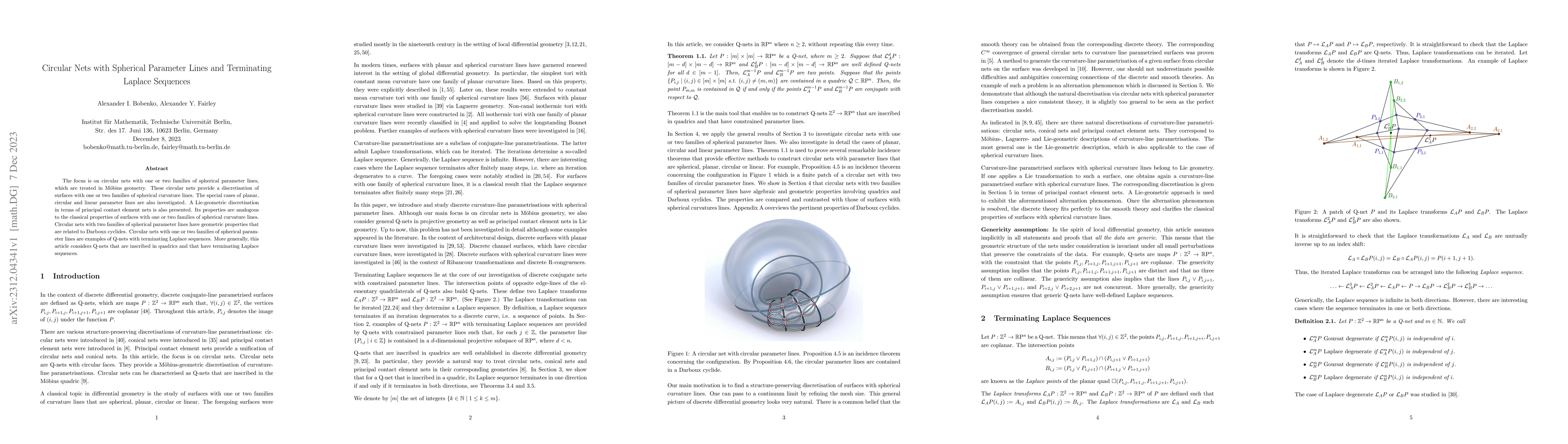 Thumbnail for Circular Nets with Spherical Parameter Lines and Terminating Laplace
  Sequences