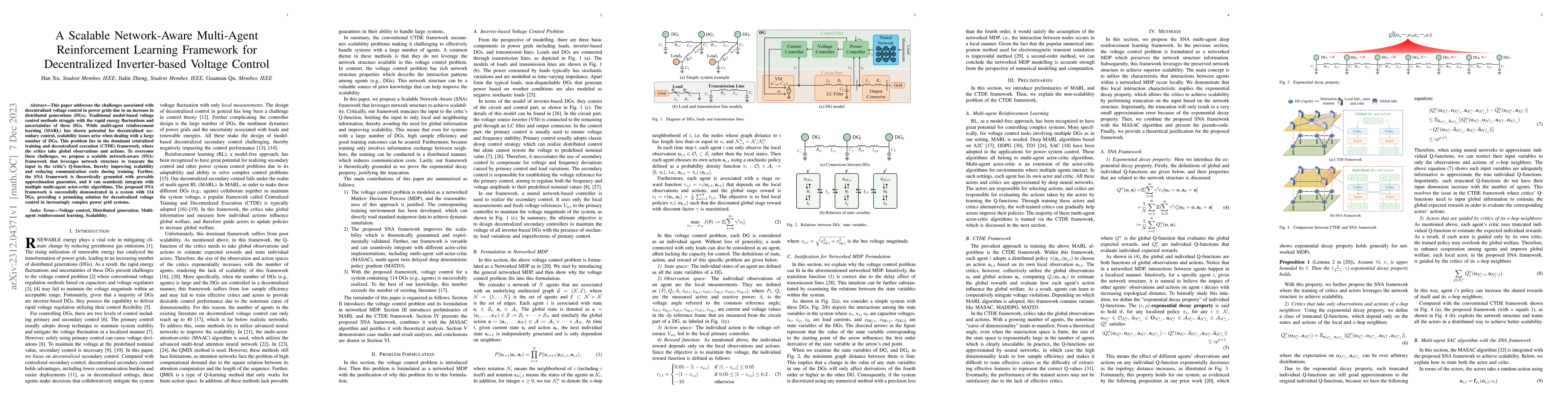 Thumbnail for A Scalable Network-Aware Multi-Agent Reinforcement Learning Framework
  for Decentralized Inverter-based Voltage Control