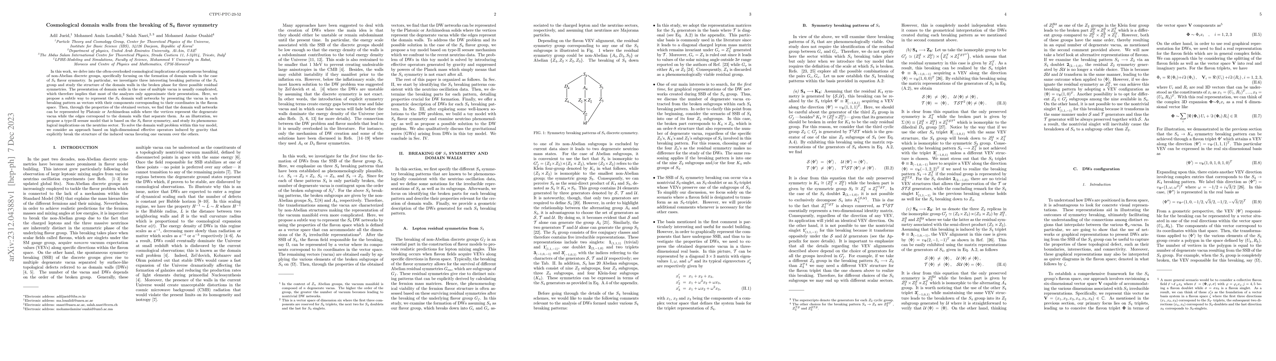 Thumbnail for Cosmological domain walls from the breaking of $\mathbf{S_4}$ flavor
  symmetry