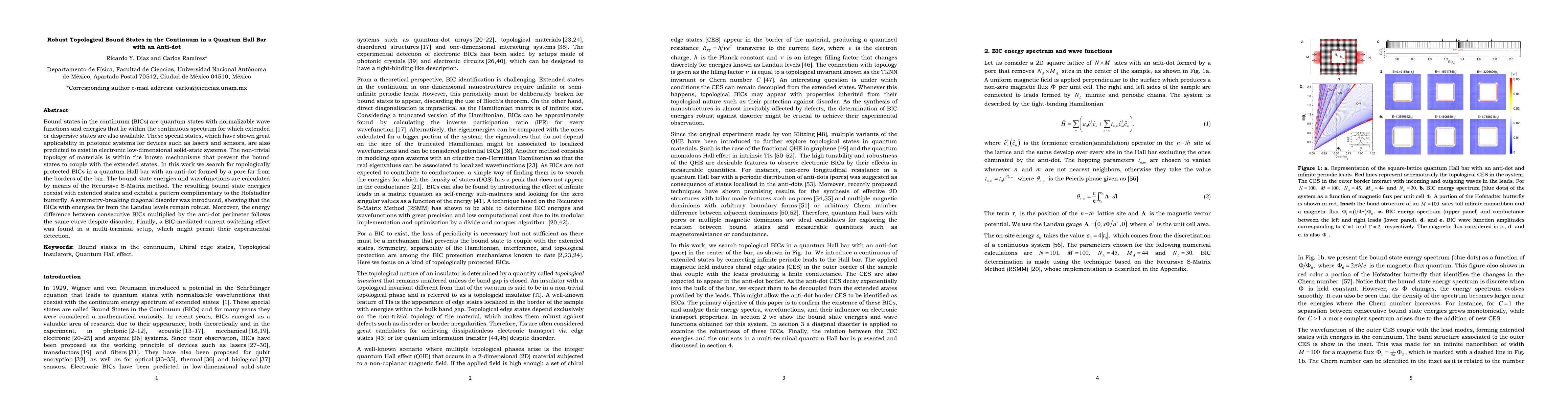 Thumbnail for Robust Topological Bound States in the Continuum in a Quantum Hall Bar
  with an Anti-dot