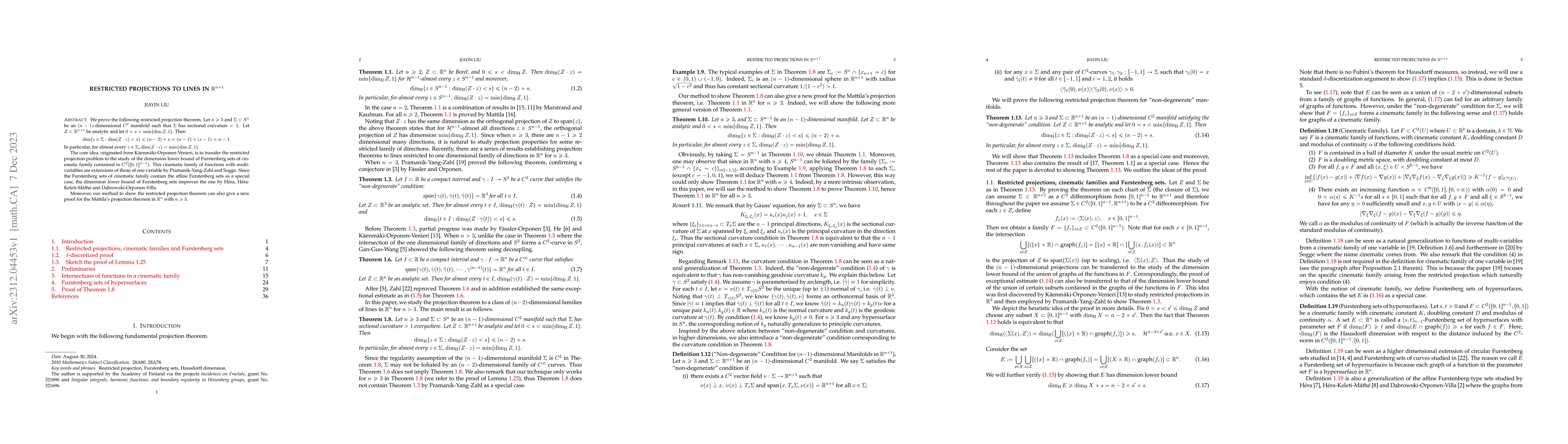 Thumbnail for Restricted Projections to Lines in $\mathbb{R}^{n+1}$