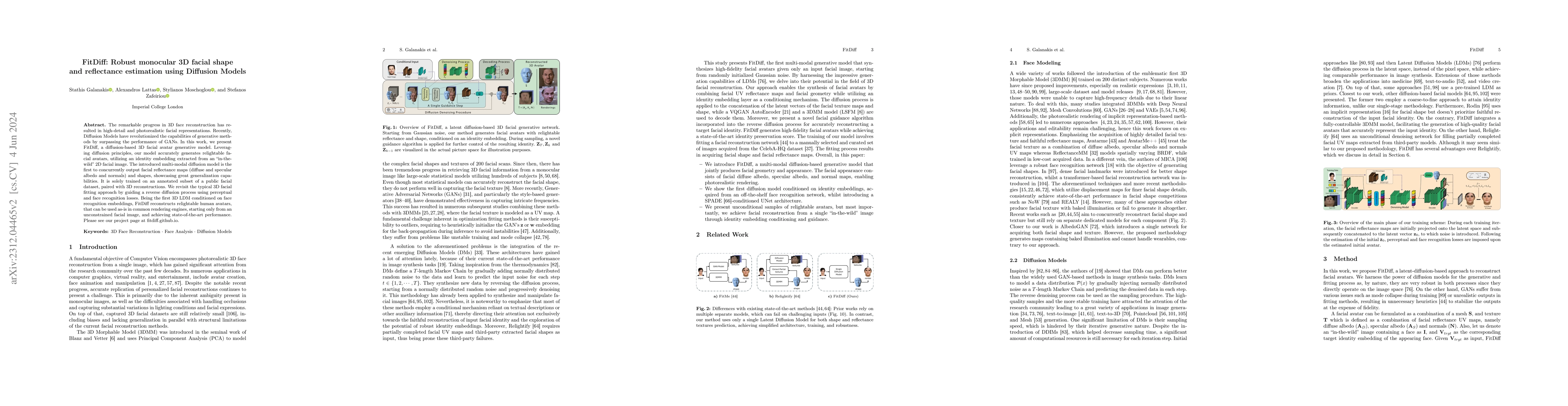Thumbnail for FitDiff: Robust monocular 3D facial shape and reflectance estimation
  using Diffusion Models