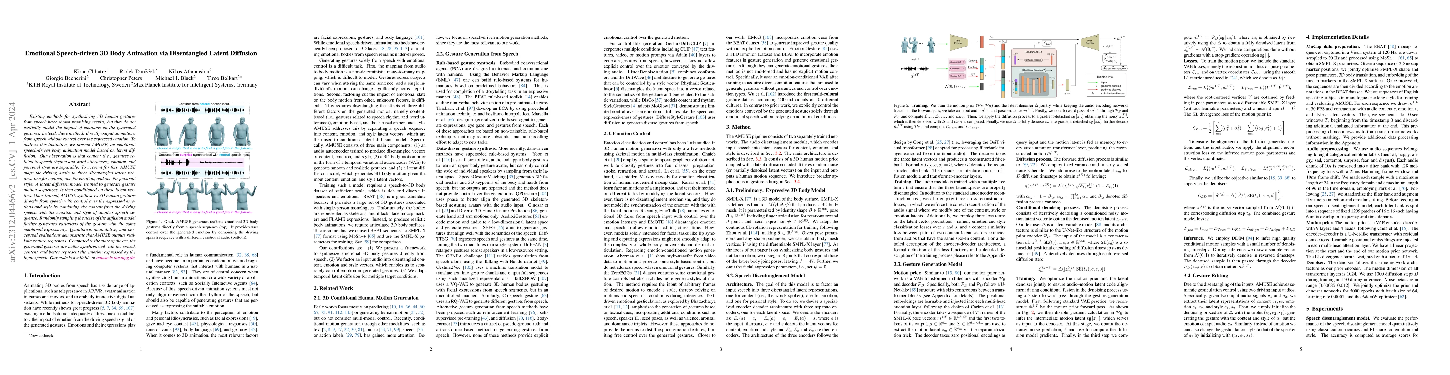 Thumbnail for Emotional Speech-driven 3D Body Animation via Disentangled Latent
  Diffusion