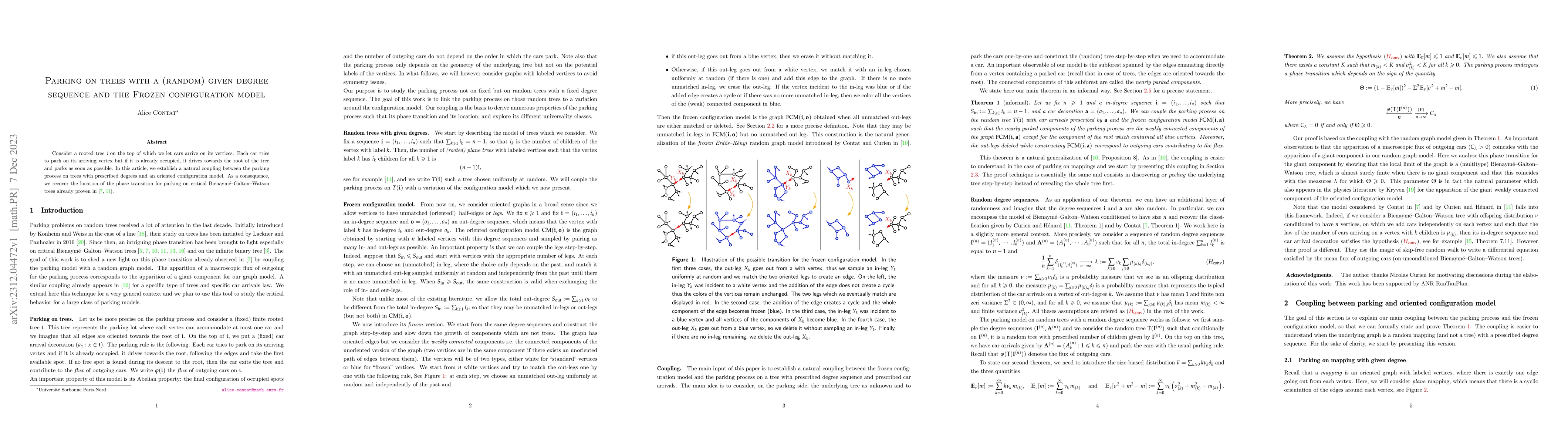 Thumbnail for Parking on trees with a (random) given degree sequence and the Frozen
  configuration model