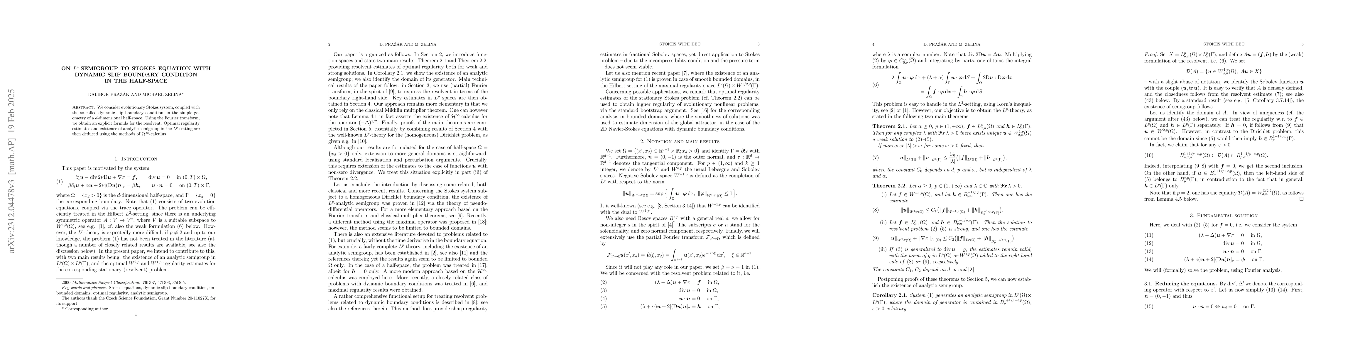 Thumbnail for On $L^p$ semigroup to Stokes equation with dynamic boundary condition in
  the half-space