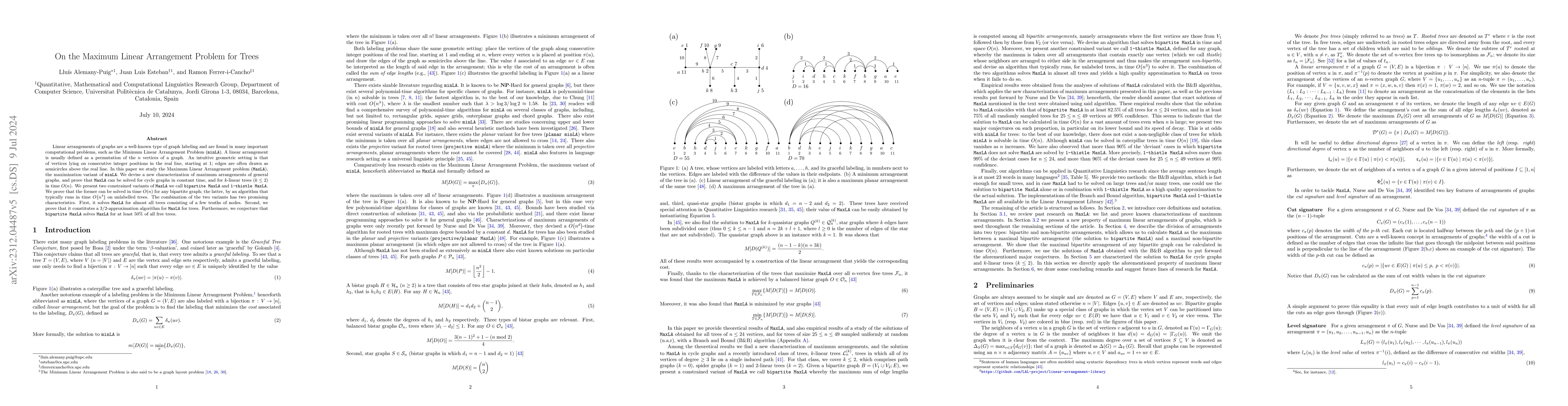 Thumbnail for On The Maximum Linear Arrangement Problem for Trees