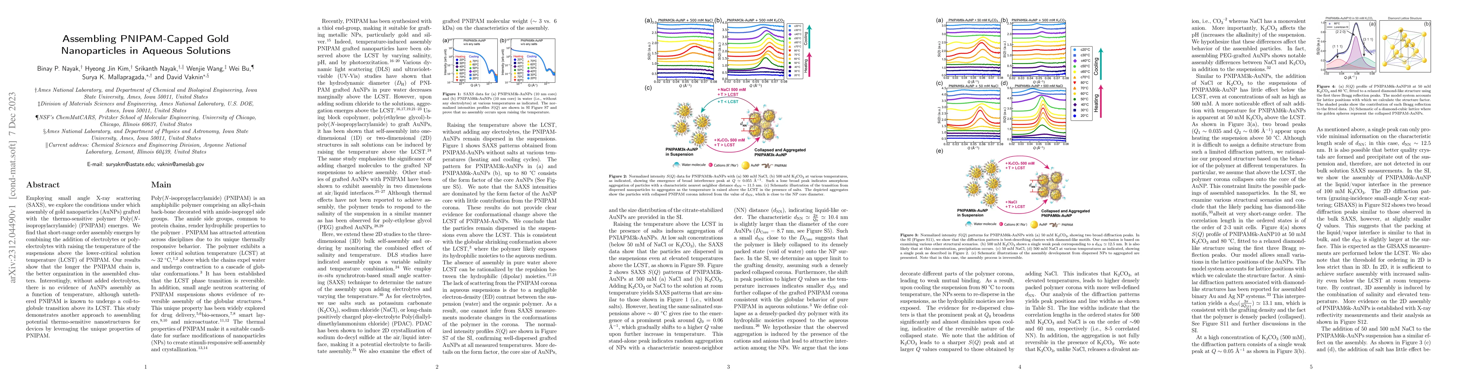 Thumbnail for Assembling PNIPAM-Capped Gold Nanoparticles in Aqueous Solutions