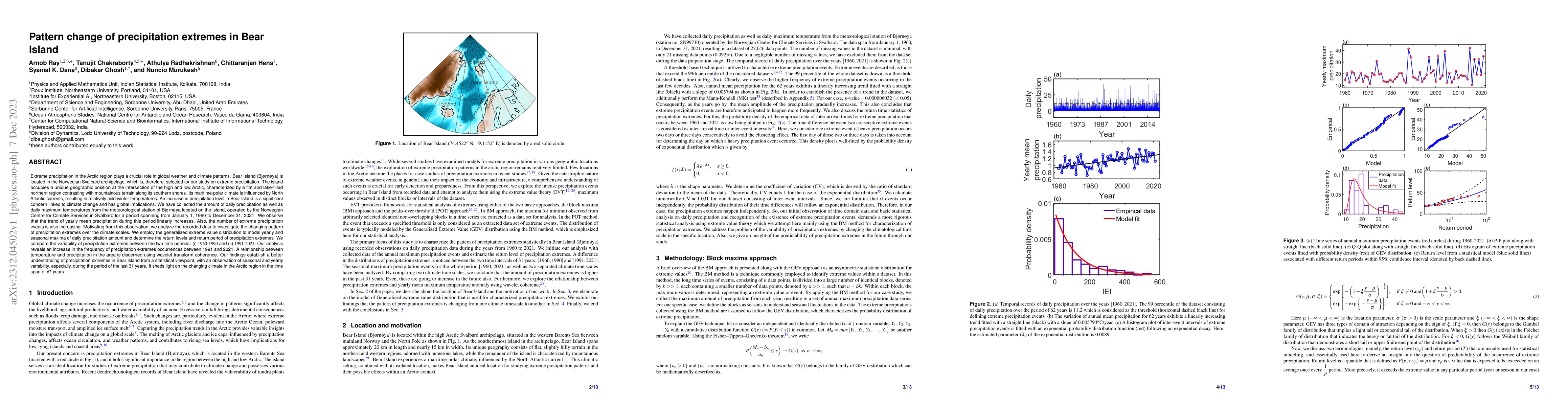 Thumbnail for Pattern change of precipitation extremes in Bear Island