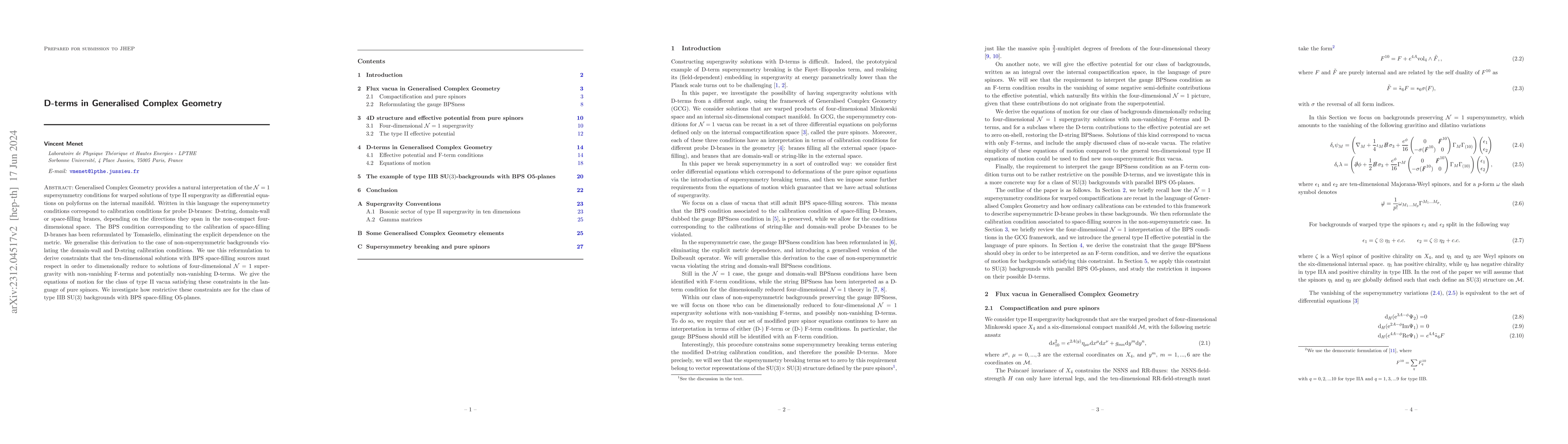 Thumbnail for D-terms in Generalised Complex Geometry