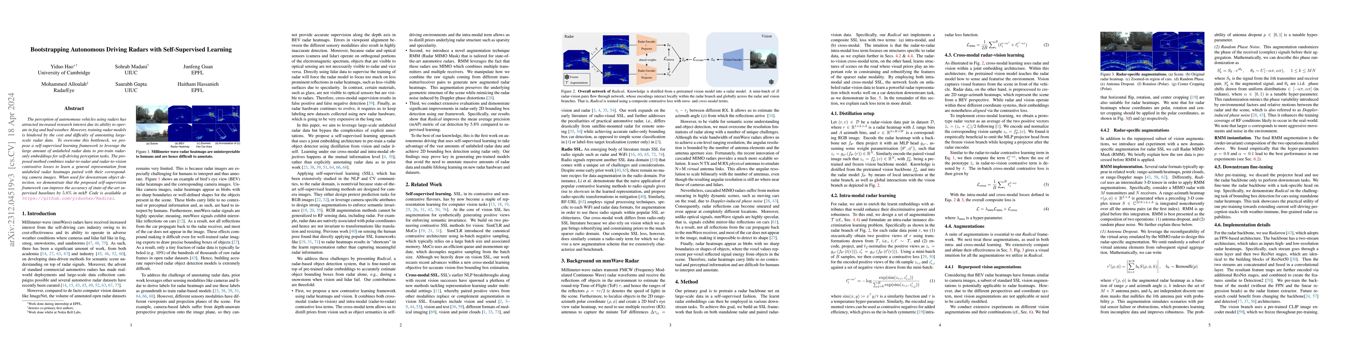 Thumbnail for Bootstrapping Autonomous Driving Radars with Self-Supervised Learning