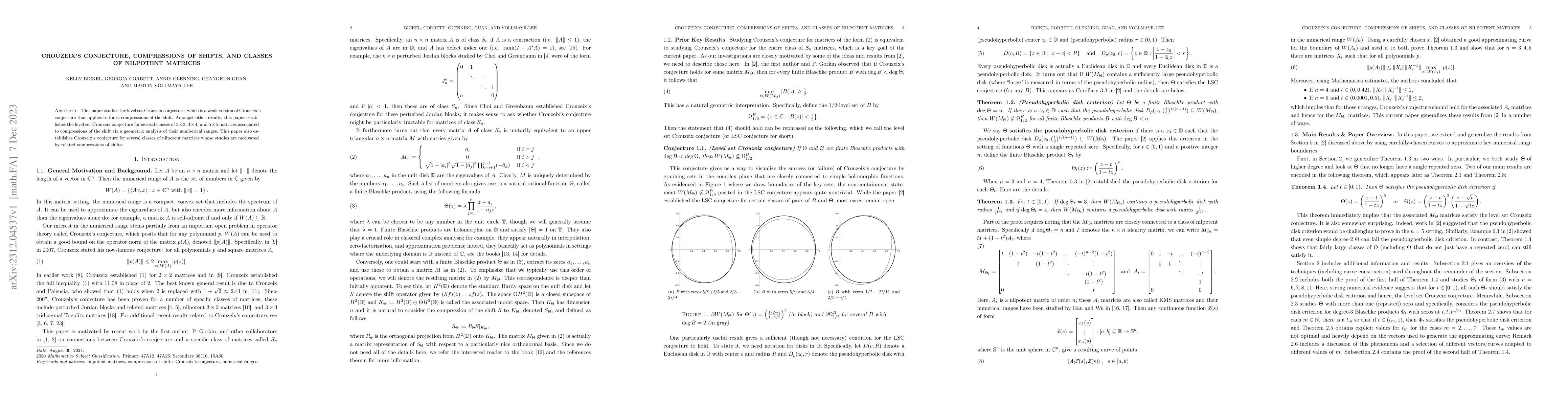 Thumbnail for Crouzeix's conjecture, compressions of shifts, and classes of nilpotent
  matrices
